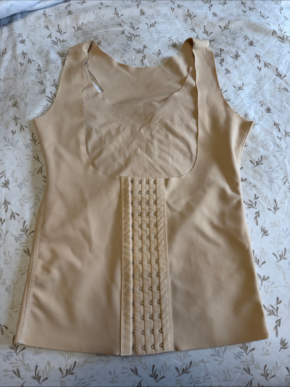 Beige Shaping Tank Top with Front Hook Closure